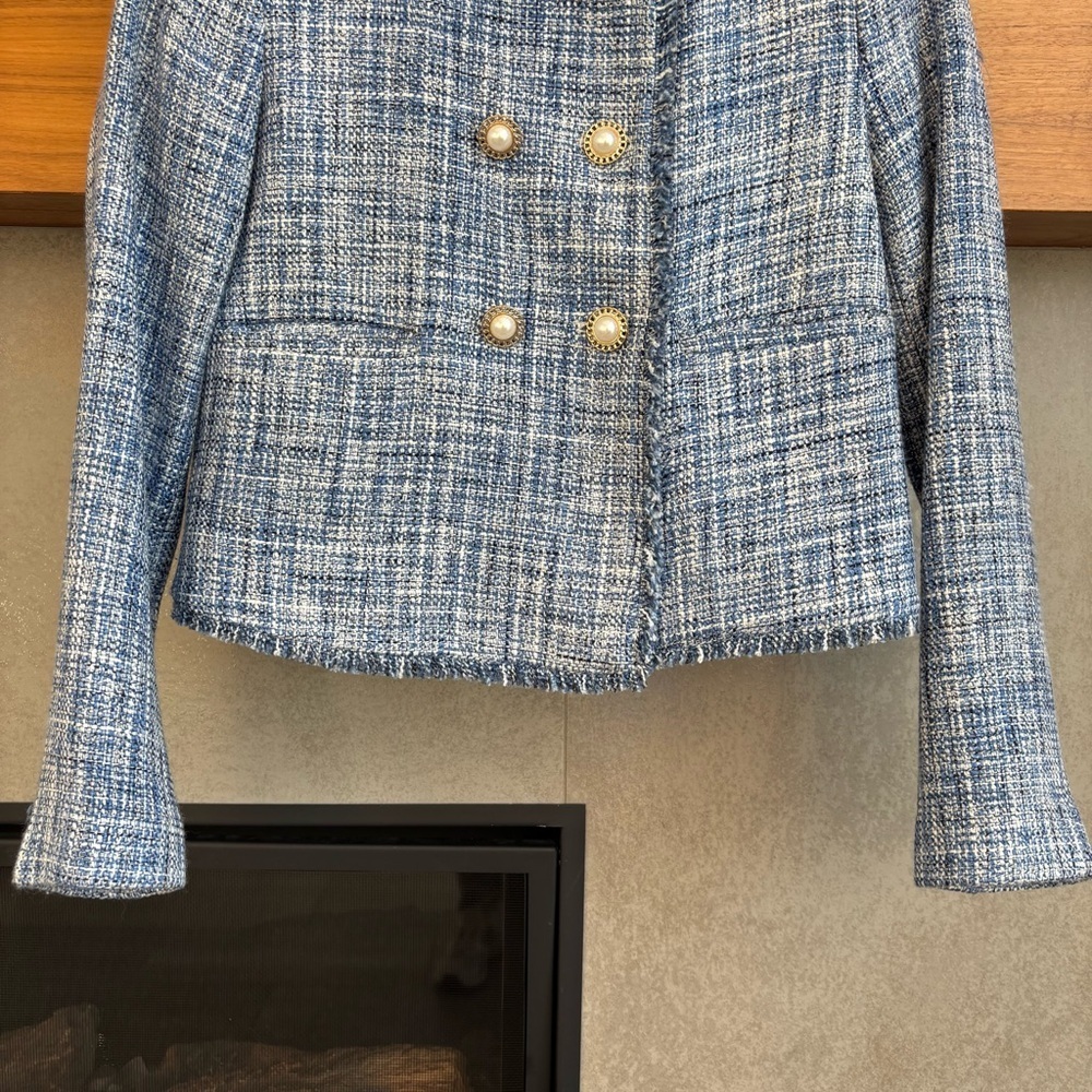 Maeve by Anthropologie Jacket Blazer Tweed Double Breasted, Size 00 - Picture 5 of 16